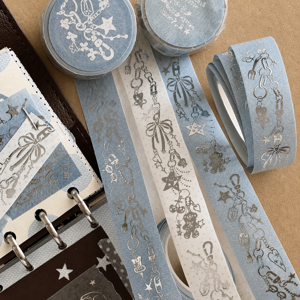XXKK Denim Charm Silver Foil Washi Tape