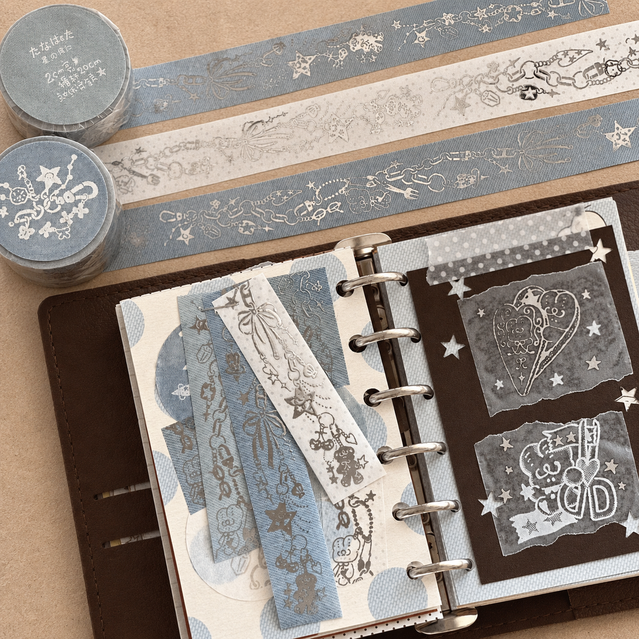 XXKK Denim Charm Silver Foil Washi Tape