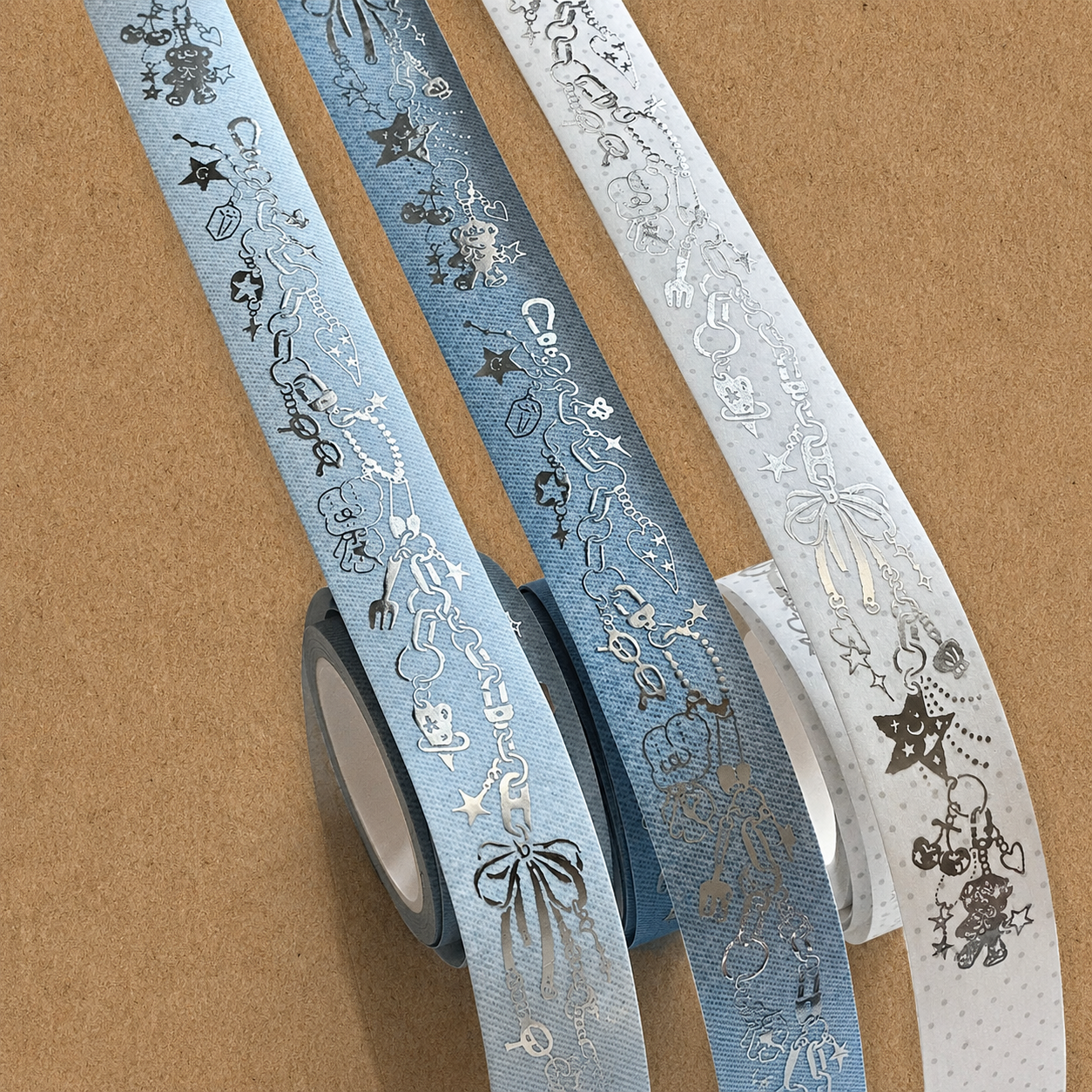 XXKK Denim Charm Silver Foil Washi Tape
